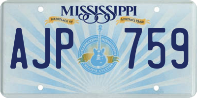 MS license plate AJP759