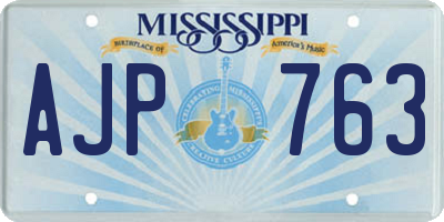 MS license plate AJP763