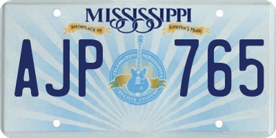 MS license plate AJP765