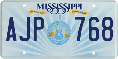 MS license plate AJP768