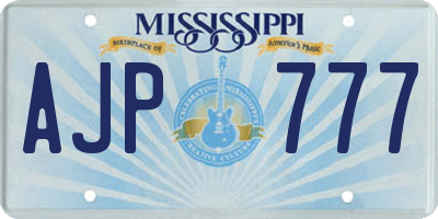 MS license plate AJP777