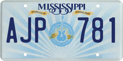 MS license plate AJP781