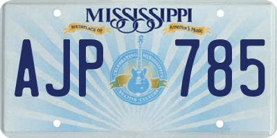 MS license plate AJP785