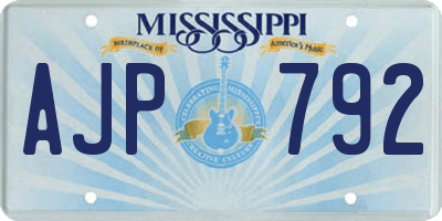 MS license plate AJP792