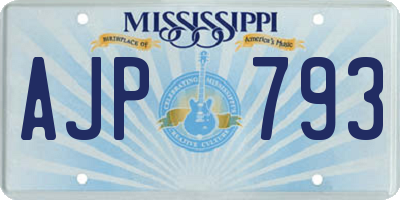 MS license plate AJP793
