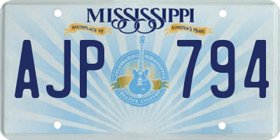 MS license plate AJP794