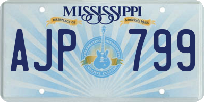 MS license plate AJP799