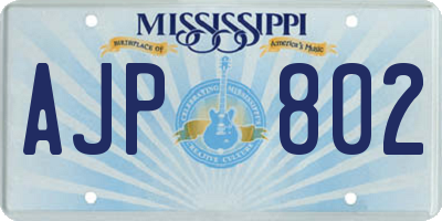 MS license plate AJP802