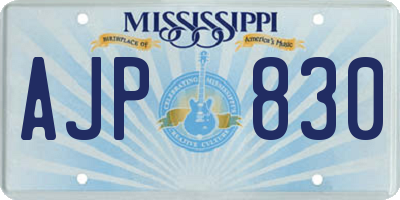 MS license plate AJP830
