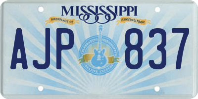 MS license plate AJP837