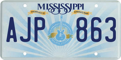 MS license plate AJP863