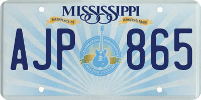 MS license plate AJP865