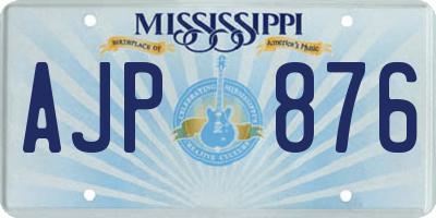 MS license plate AJP876