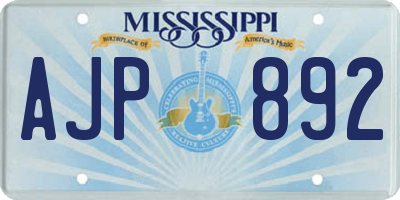 MS license plate AJP892