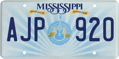 MS license plate AJP920