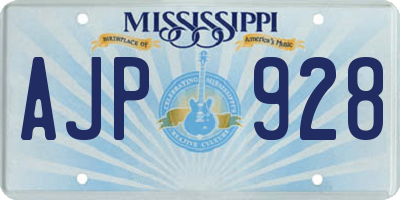 MS license plate AJP928