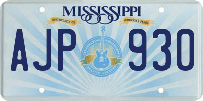 MS license plate AJP930