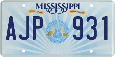 MS license plate AJP931
