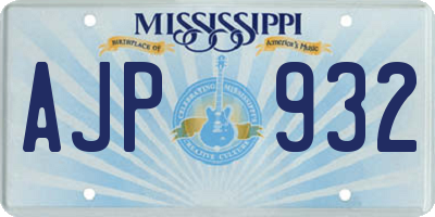 MS license plate AJP932