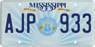 MS license plate AJP933