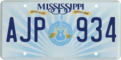 MS license plate AJP934