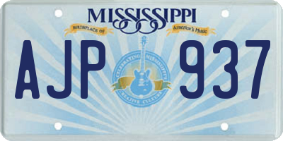 MS license plate AJP937