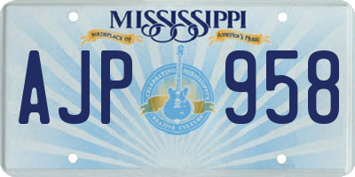 MS license plate AJP958