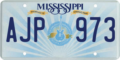 MS license plate AJP973