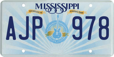 MS license plate AJP978