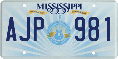 MS license plate AJP981