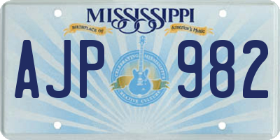 MS license plate AJP982