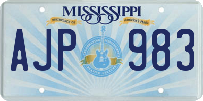 MS license plate AJP983