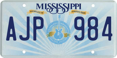 MS license plate AJP984
