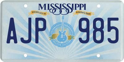 MS license plate AJP985