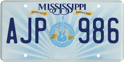 MS license plate AJP986