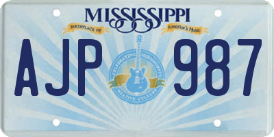 MS license plate AJP987