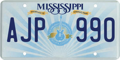 MS license plate AJP990
