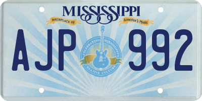 MS license plate AJP992
