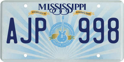 MS license plate AJP998