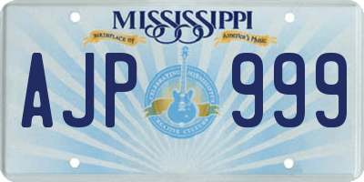 MS license plate AJP999
