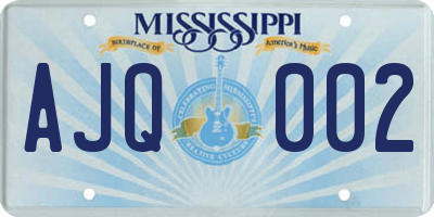 MS license plate AJQ002
