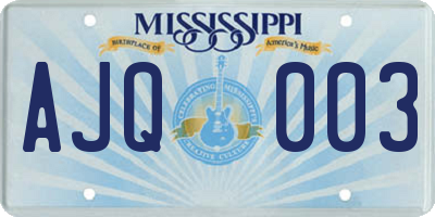MS license plate AJQ003
