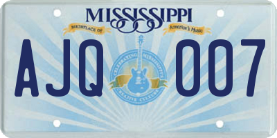 MS license plate AJQ007