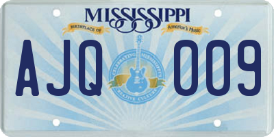 MS license plate AJQ009