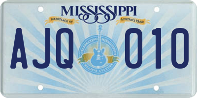 MS license plate AJQ010