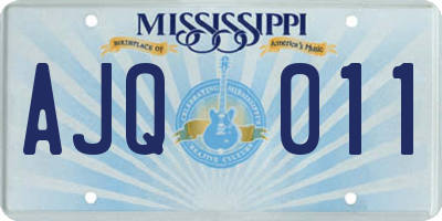 MS license plate AJQ011