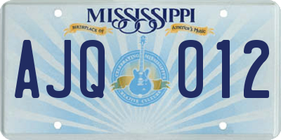MS license plate AJQ012