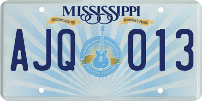 MS license plate AJQ013