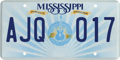 MS license plate AJQ017