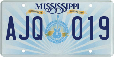 MS license plate AJQ019